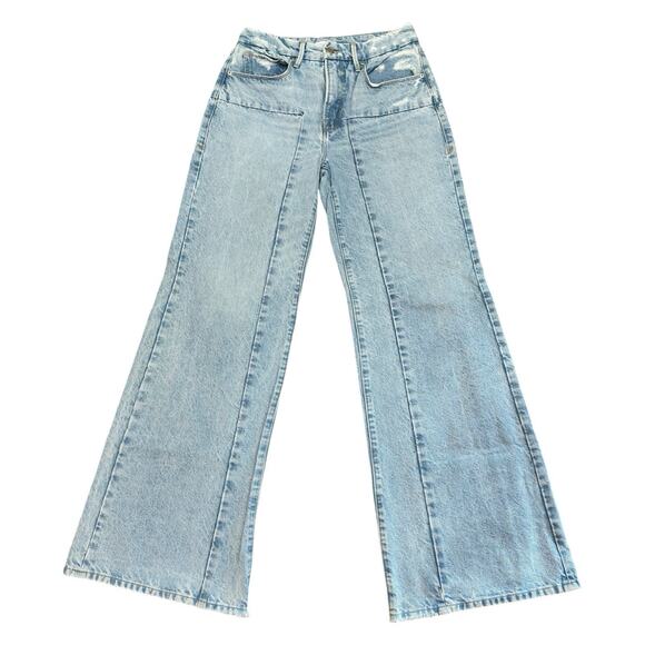 Good American Good Waist Palazzo Jeans Distressed Size 4/27 - Picture 1 of 8